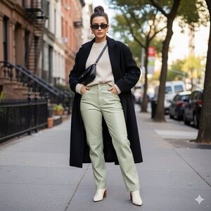 Wilfred Vegan Faux Leather High Rise Straight Leg Trousers, “Melina” Pant EUC 12
